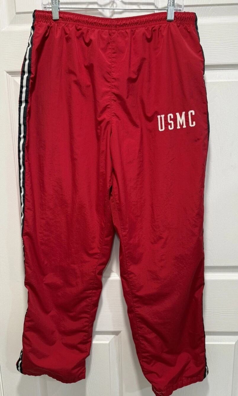 Vintage USMC Men's Large Track Pants Red Lined Gear for Sports Marines 90s